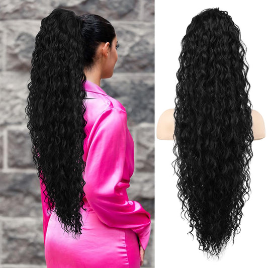 Ponytail Extension, SEIKEA 30" Long Lightweight Full Natural Curly Drawstring Ponytail Fake Pony Tail Multi Layered Soft Clip in Hair Extensions Ponytail Synthetic Hairpiece