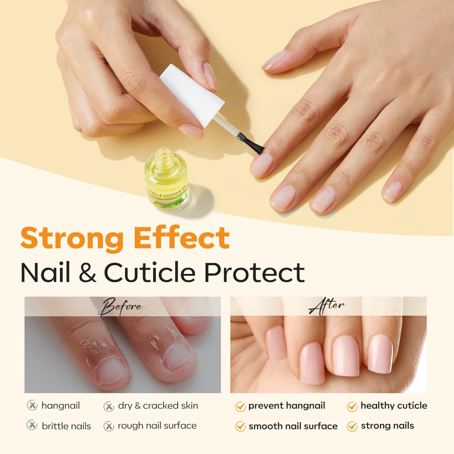 modelones Cuticle Oil for Nails 15ml Natural Nail Oil for Growth and Strength Damaged Nails Vitamin E Revitalizing Essential Oils Cuticle Care