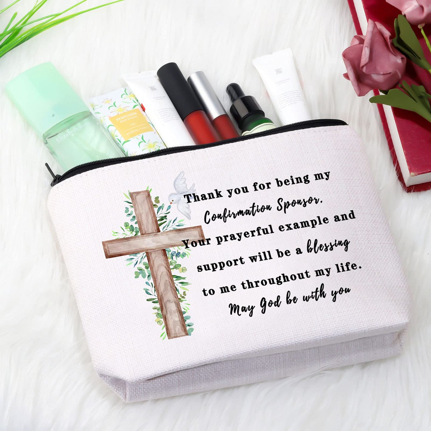 GJTIM Confirmation Sponsor Gift Christian Faith Gift Thank You for Being My Confirmation Sponsor Zipper Pouch Cosmetics Bag (Confirmation Sponsor Bag)