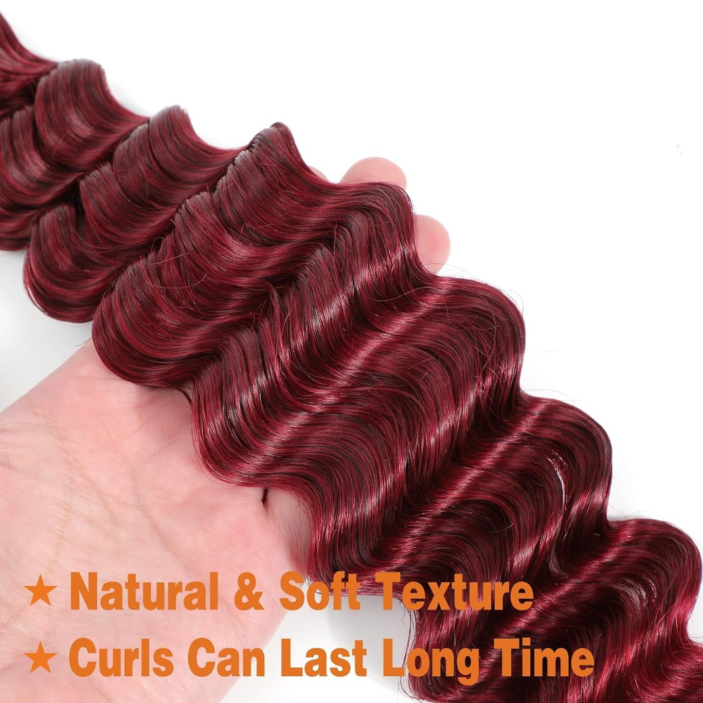 Labamiya Curly Burgundy Braiding Human Hair 100g 18 Inch 99J Burgundy Deep Water Wave Bulk Human Hair for Braiding No Weft Brazilian Virgin Deep Curly Human Hair Extensions for Boho Braids