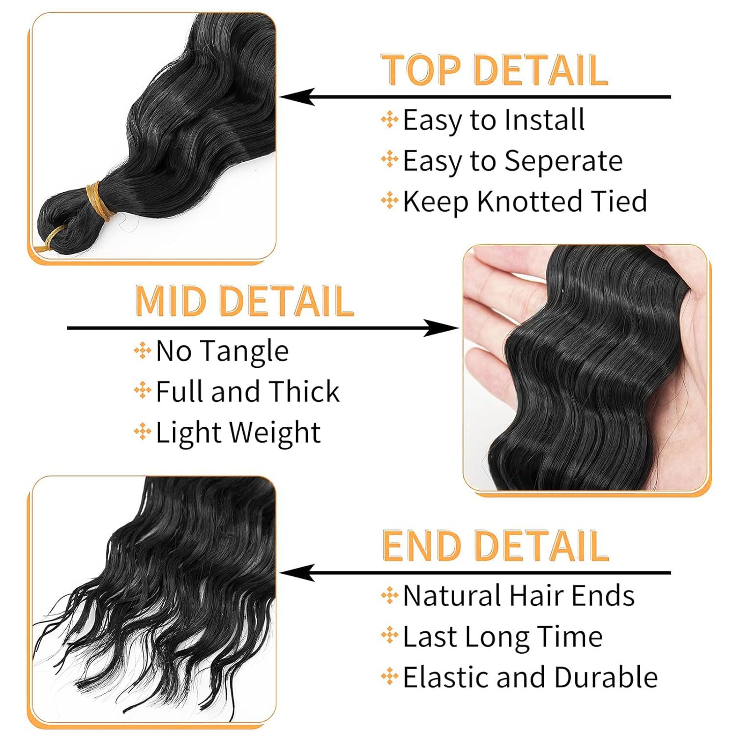 Ocean Wave Crochet Hair 30inch 4packs Deep Wave Crochet Hair Ocean Wave Braiding Hair Crochet Braids Synthetic Braids Wet and Wavy Braiding Hair For Black Women (#1B, 30inch,4packs)