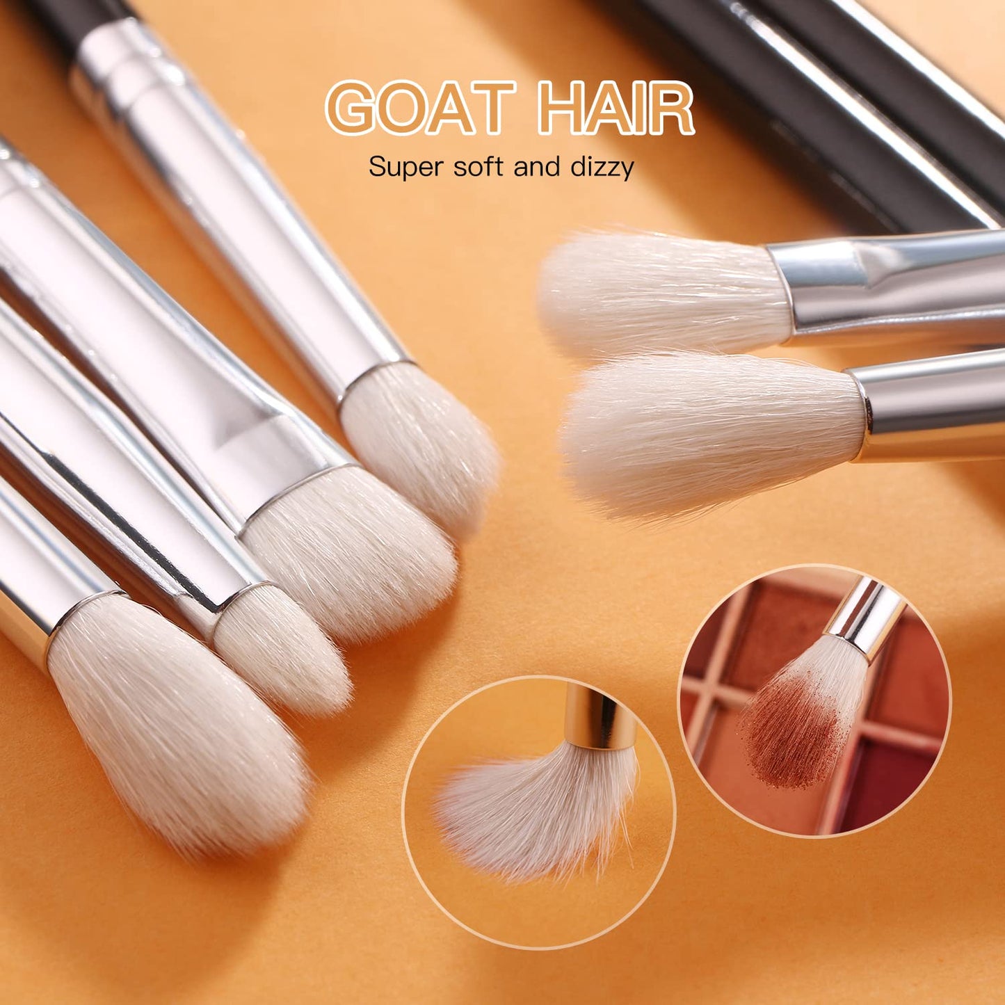 BEILI Eyeshadow Brush Set Professional Eye Blending Brushes for Lid Small Soft Eye Brushes 8pcs Natural Goat Hair Eye Makeup Brushes Set