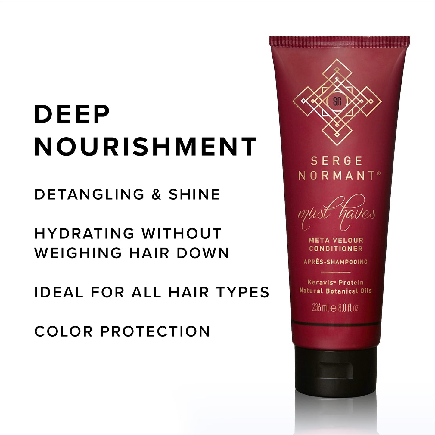 Serge Normant Meta Velour Conditioner, Hair Color Protection, Helps Hair Growth, Deep Conditioner, Moisturizing Wash, Contains Jojoba Oil, Women & Men, Anti-Frizz, Smoothing, Removes Buildup, 8 fl oz