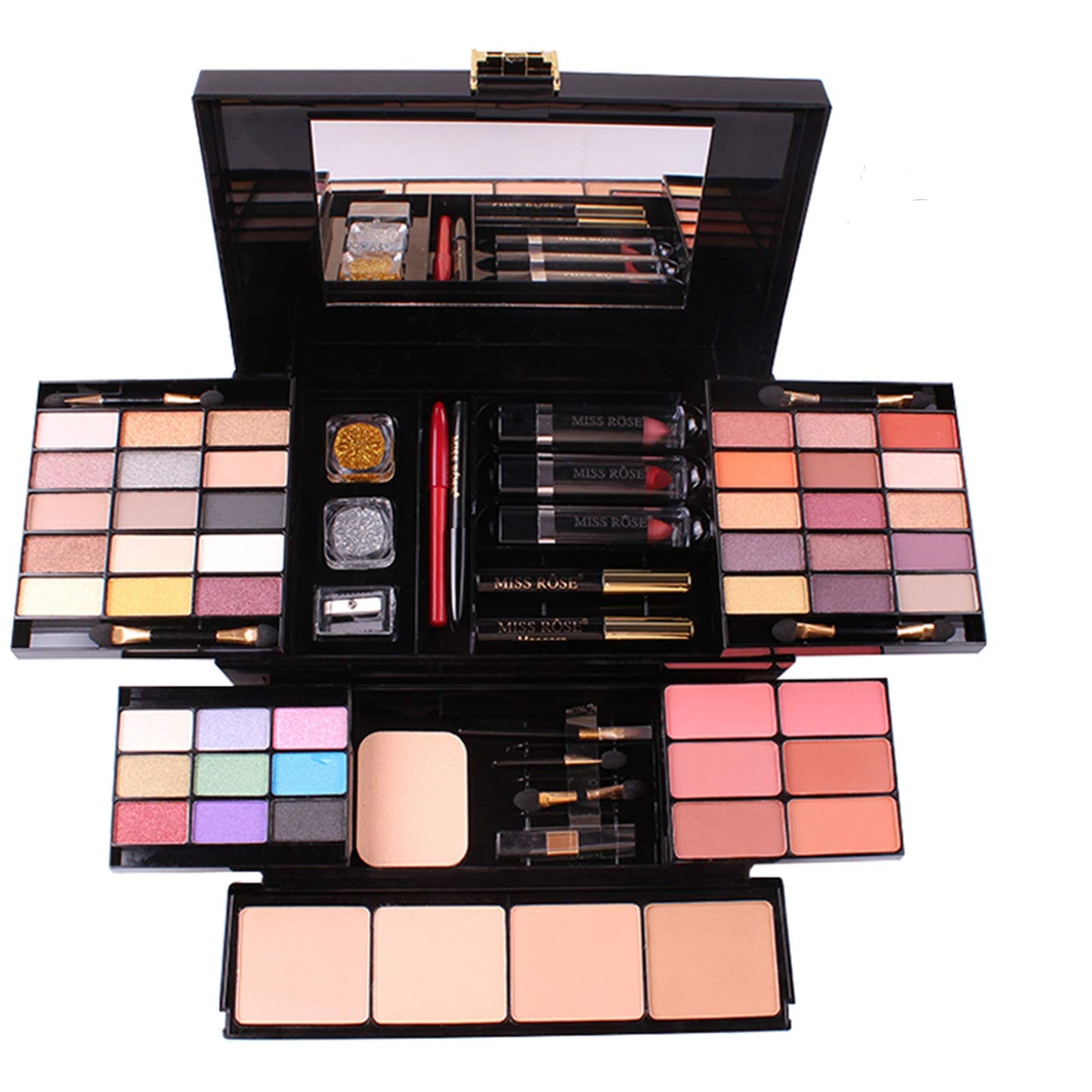 FantasyDay 54 Colors All in one Makeup Gift Set Holiday Birthday Beauty Cosmetic Essential Starter Bundle Include 39 Eyeshadow Palette, 6 Blush, 6 Sponge Stick, 4 Compact Powder, 3 Lipstick, Eyeliner