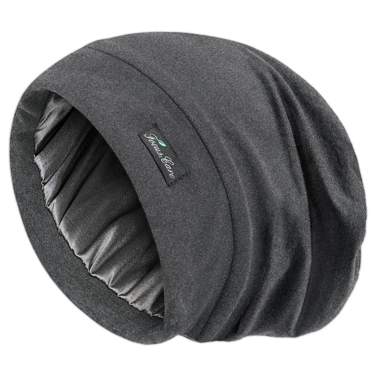 Slap Cap,Silk Lined Sleeping for Frizzy Hair Black Women Grey Black