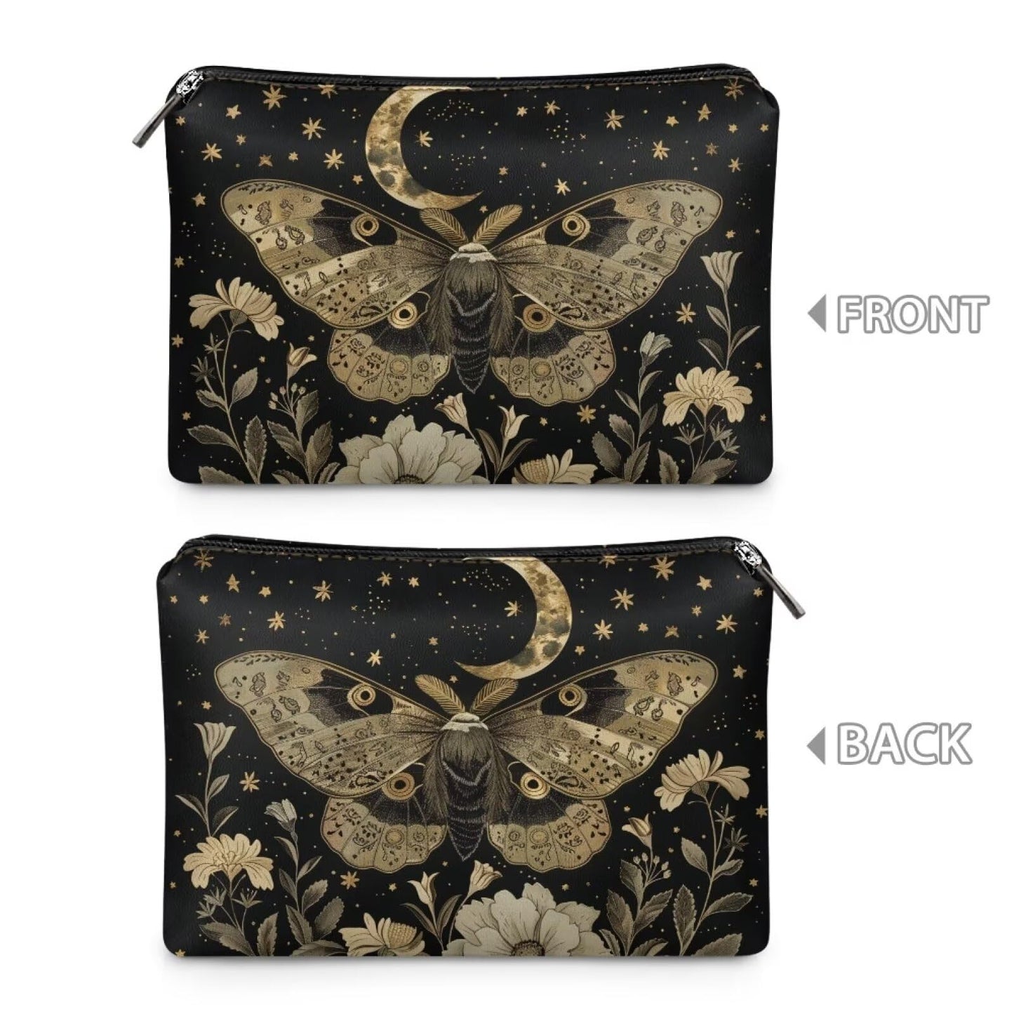 ELEDIZI Goth Moon Star Butterfly Makeup Bag for Purse Travel Toiletry Bag for Women Carry On Waterproof Cosmetic Bag for Travel Cute Travel Bag for Skincare Travel Accessories for Women Toiletry Items