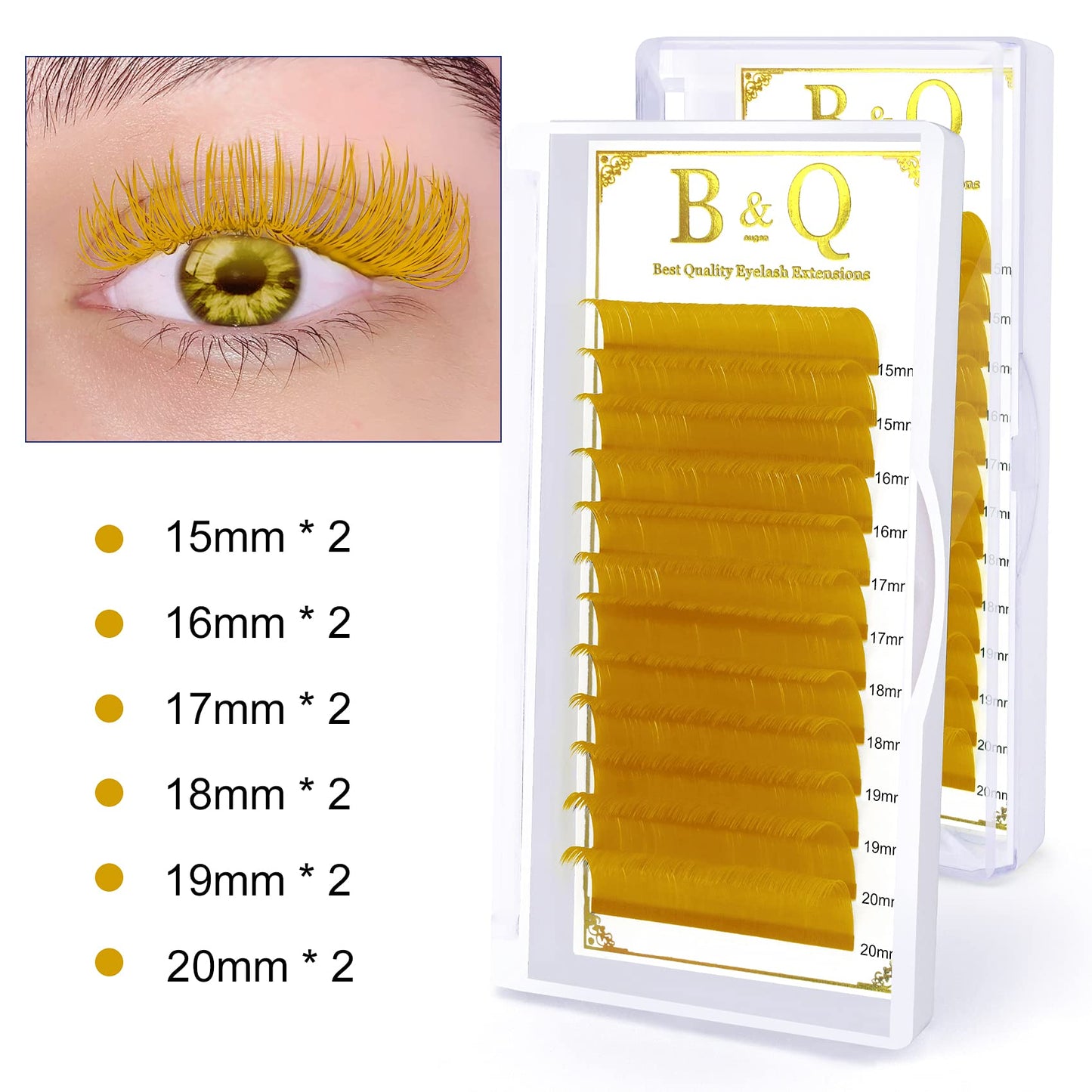 Colored Eyelash Extensions Yellow Color Individual Lash Extensions 0.15 D Curl Colorful Classic Lash Extensions (Orange-D-0.15,15-20MIX)