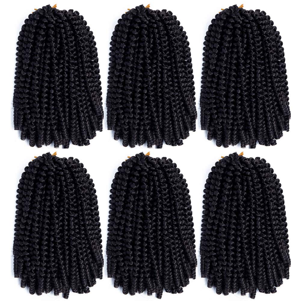 Spring Twist Hair 12 Inch Spring Twist Crochet Hair 6 Packs Spring Twist Braiding Hair For Butterfly Locs Soft Locs Low Temperature Synthetic Fiber Fluffy Hair Extensions (12 Inch,1#)