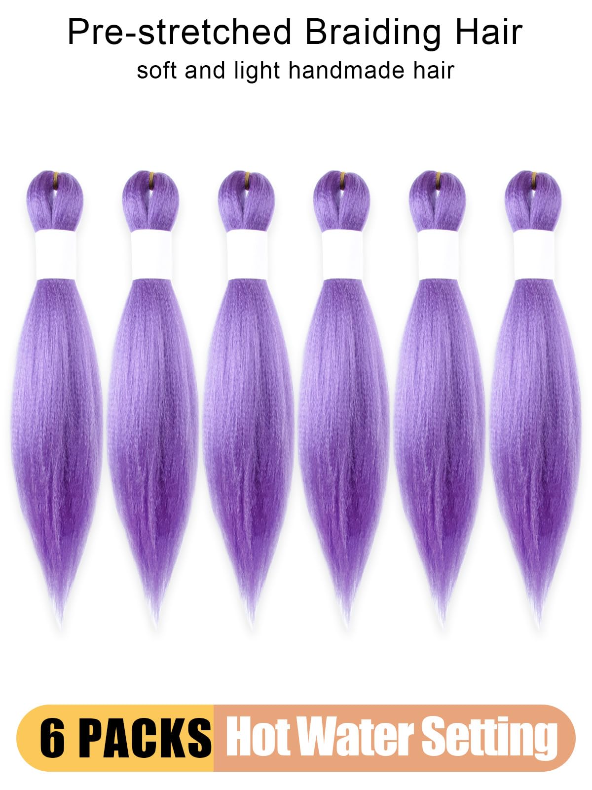 KAVSORAPI Light Purple Braiding Hair 10 Inch Pre Stretched Hair Colored Short Straight Crochet Braids Yaki Texture Synthetic Fiber 6 Packs (Light Purple)