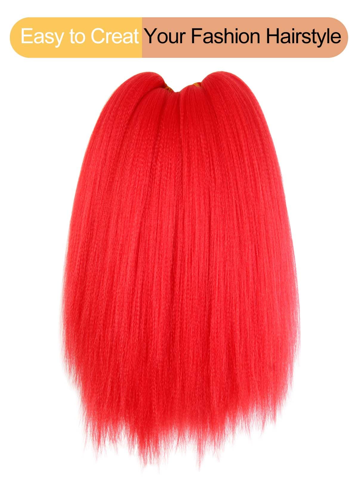 KAVSORAPI Red Braiding Hair 12 Inch Pre Stretched Hair Short Straight Crochet Braids Yaki Texture Synthetic Fiber 8 Packs (Red)