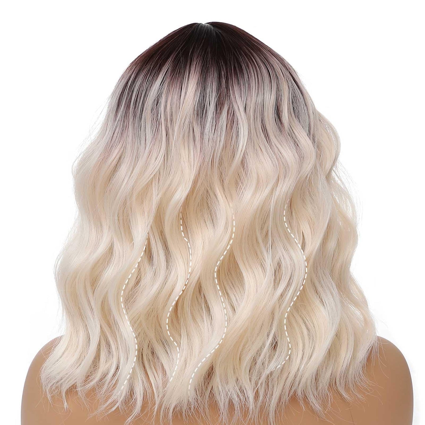 Lihui Ombre Blonde Wig With Bangs Short Wavy Bob Wig Colored Wigs For Women Fun Party Cosplay Wigs Synthetic Hair Wigs(Ombre Blonde, 12 Inch)