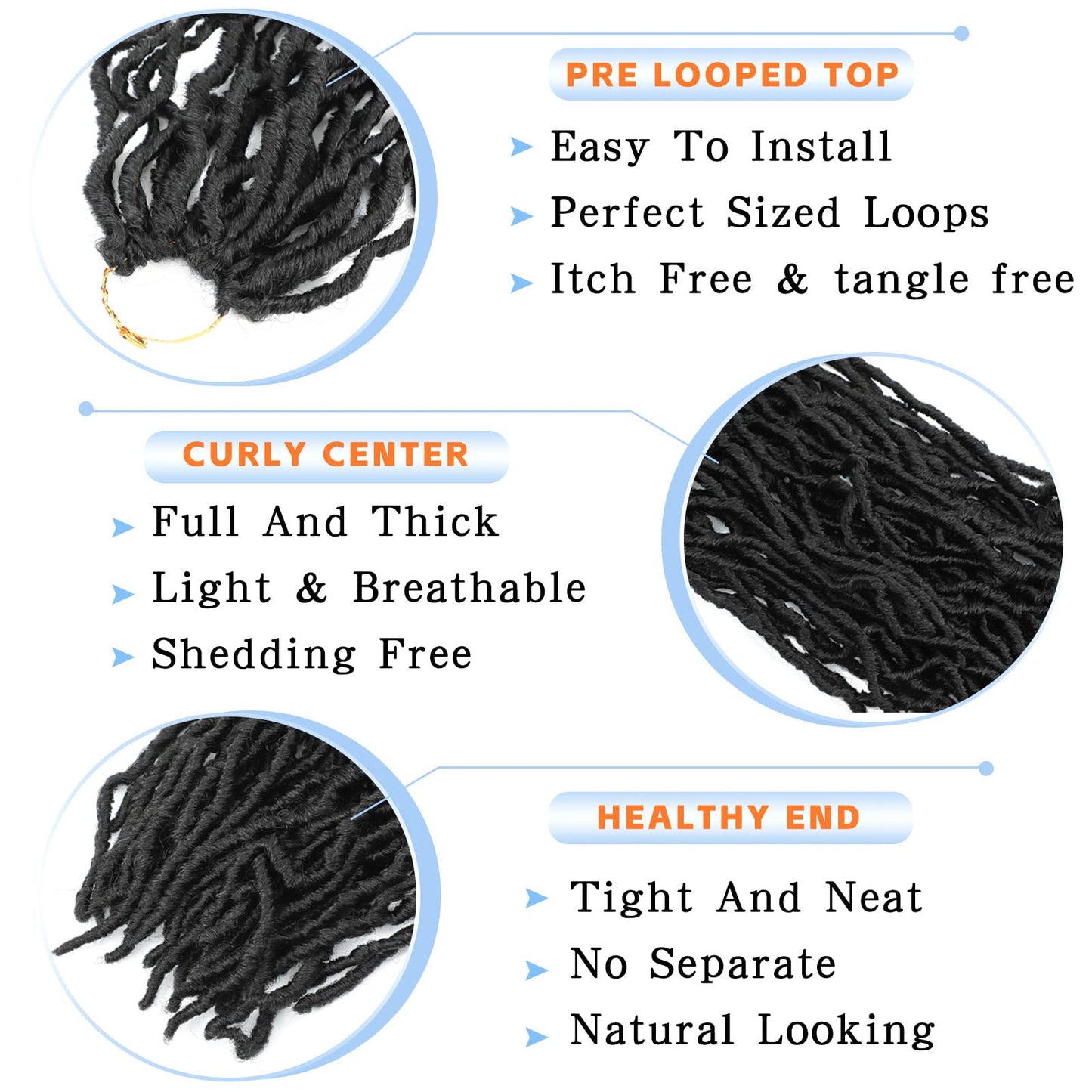 Faux Locs Crochet Hair 12 Inch 7 Packs Short Natural Black Crochet Soft Locs Pre Looped Soft Locs Crochet Hair For Kids Women Butterfly Locks Goddess Faux Loc Hair Extensions(12inch, 7 Packs, 1B)