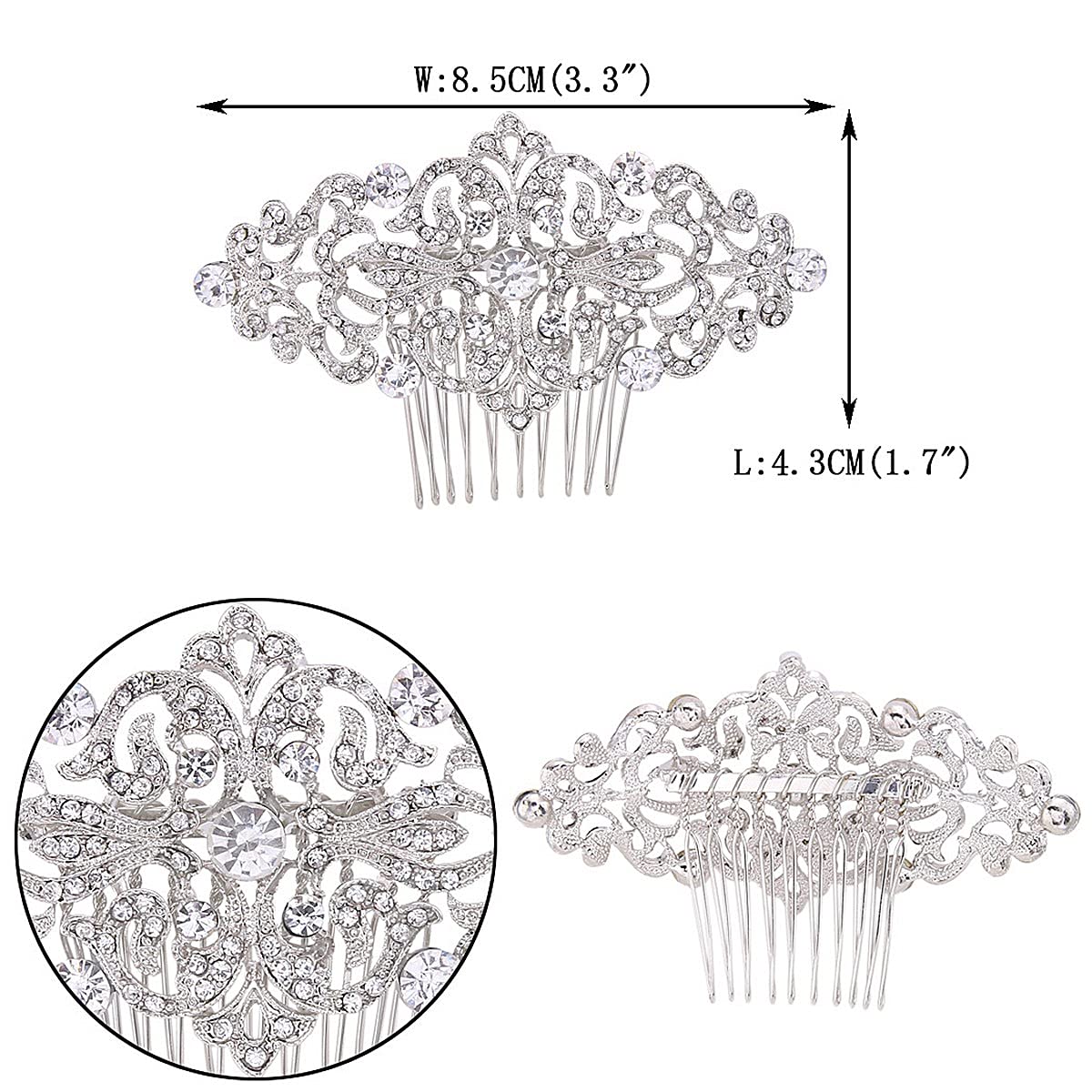 EVER FAITH 1920s Wedding Hair Accessories Austrian Crystal Bridal Art Deco Vintage Hair Piece Side Comb for Women Bride Clear Gold-Tone