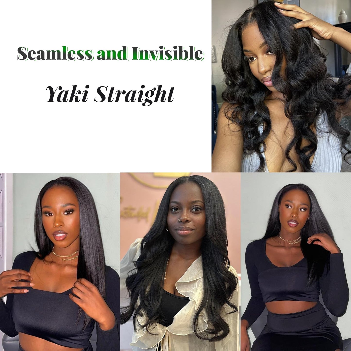 Tape in Hair Extensions Yaki Straight Invisible Black Tape in Hair Extensions Human Hair for Black Women 24 Inch Long Straight Natural Color Real Human Hair Light Yaki Tape in Extensions