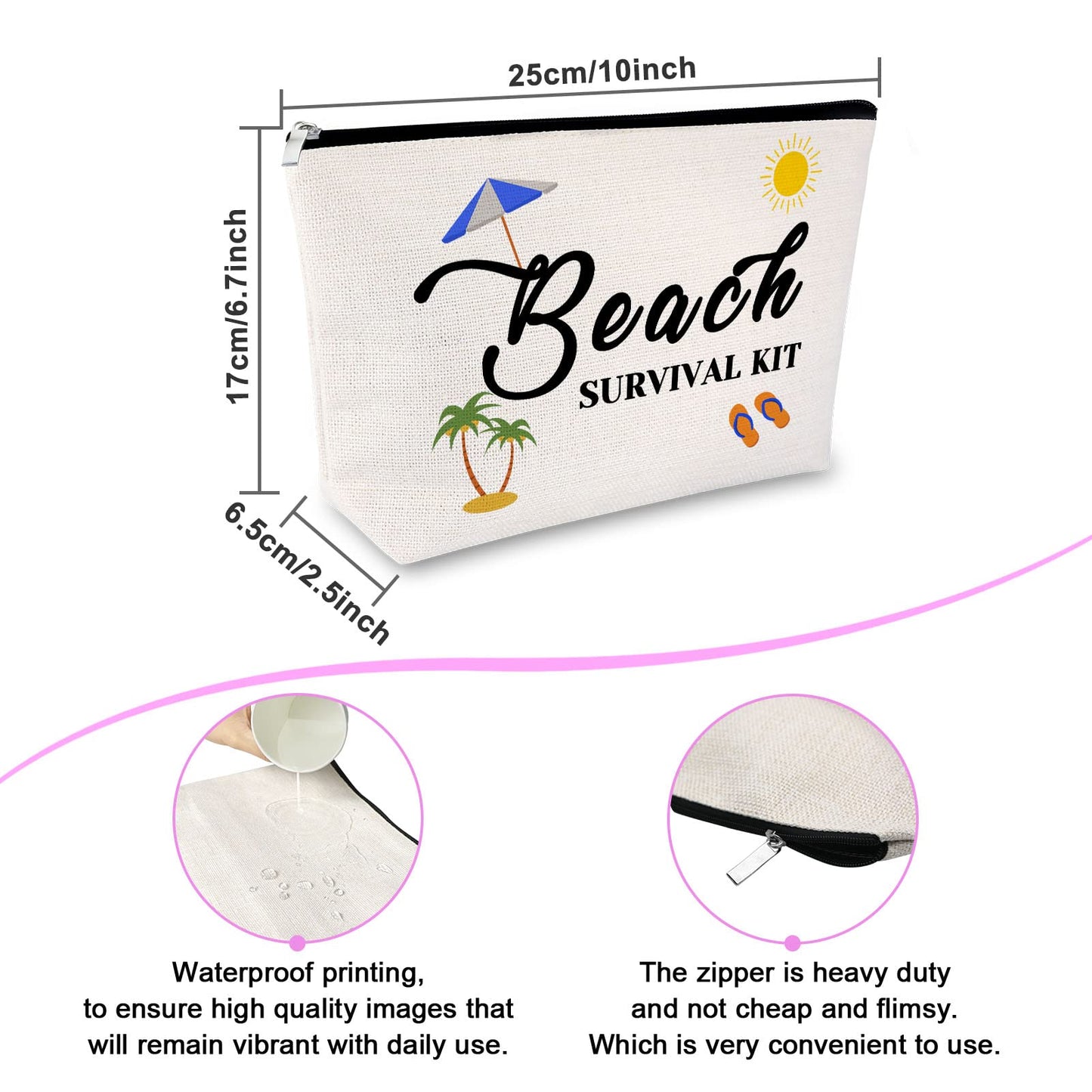 Sfodiary Beach Lover Gift Makeup Bags Beach Gift for Women Friends Funny Vacation Gift Beach Themed Gifts for Women Cosmetic Bags Birthday Christmas Graduation Gift for Sister Travel Cosmetic Pouch