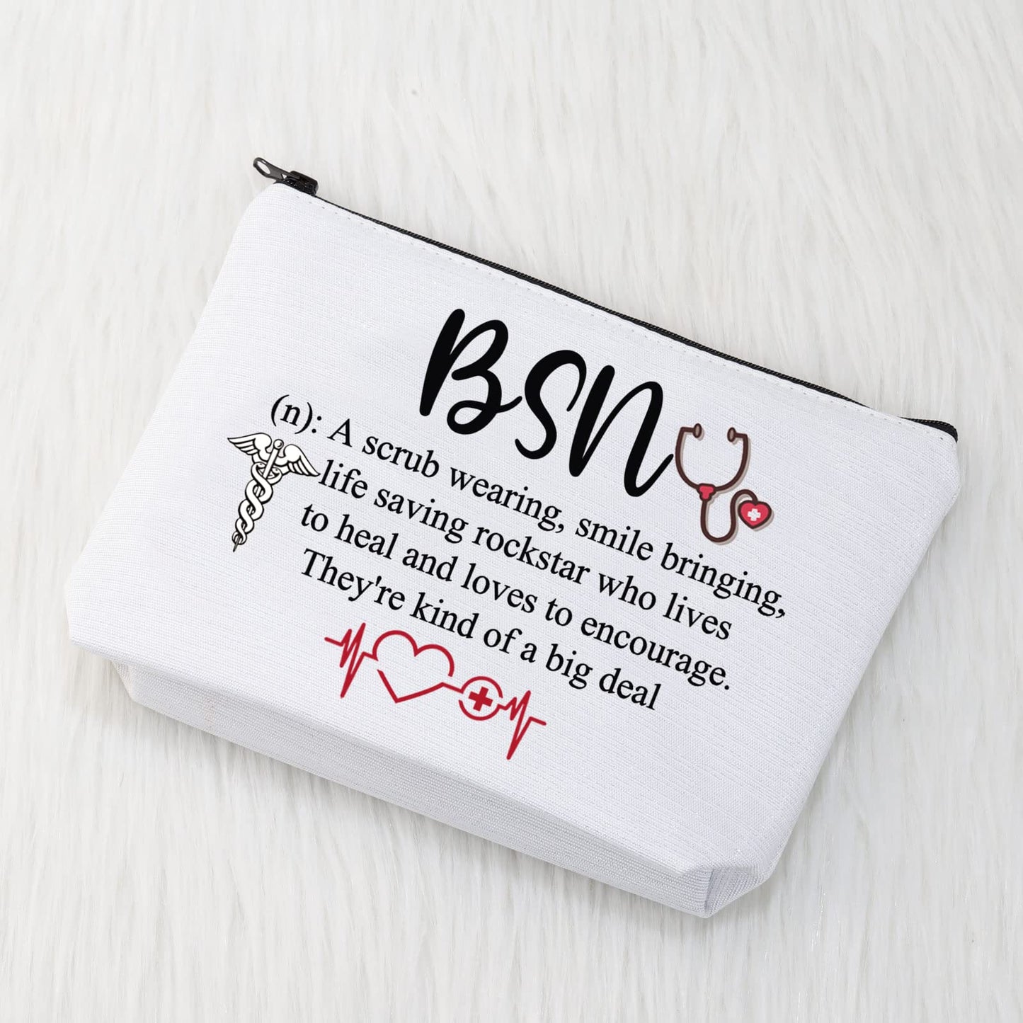 CMNIM BSN Gifts Bachelor of Science in Nursing Graduation Gifts Cosmetic Makeup Bag BSN RN Gifts for Coworkers (BSN Makeup Bag white)