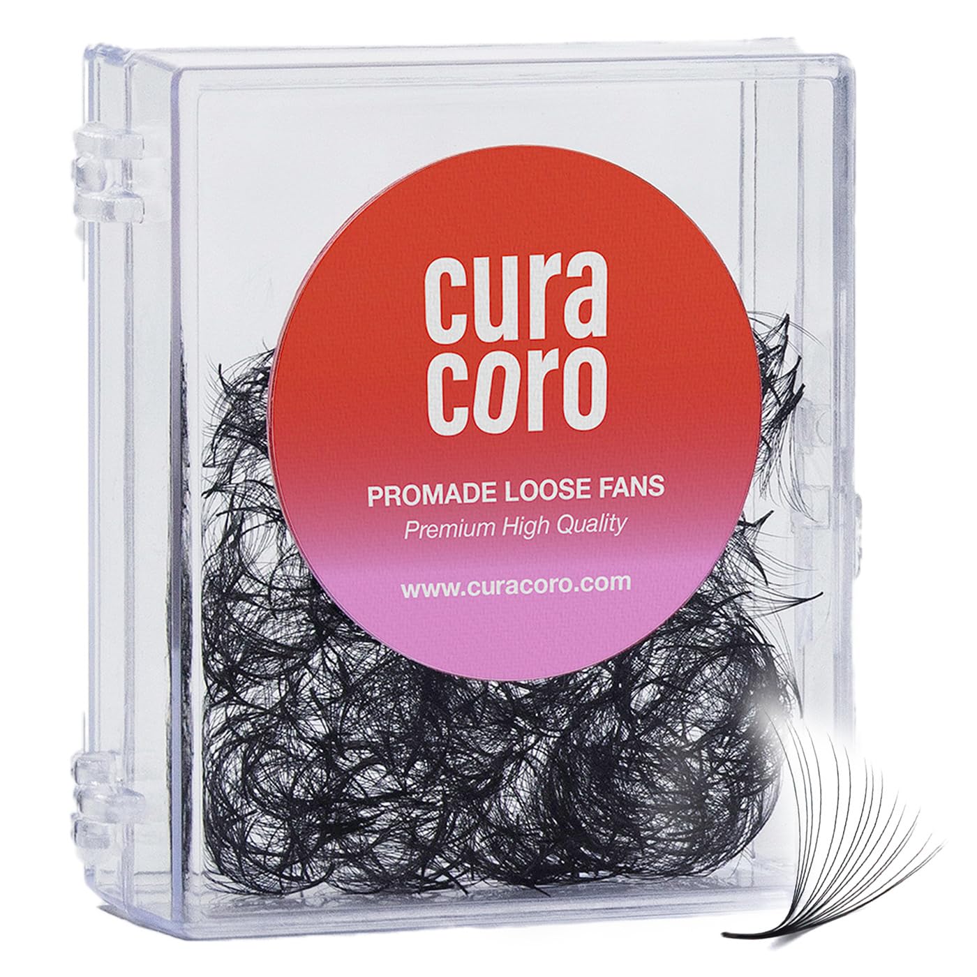 Curacoro Promade 500 Fans - Handmade Volume Promade Eyelashes Fans, 3D To 16D, C CC D DD L M Curl, Thickness 0.03~0.1mm, 8-20mm Length, Professional Long-Lasting Promade Lash Fans (7D-0.05 C, 10 mm)