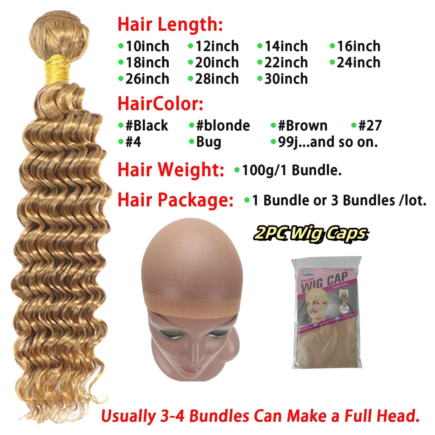 Honey Blonde Bundles Deep Wave Human Hair 24inch 1 Bundle Blonde Deep Wave Bundles Human Hair Bundlles 613 Bundles Blonde Bundles Brazilian Unprocessed Virgin Hair Wet and Wavy Human Hair Extensions