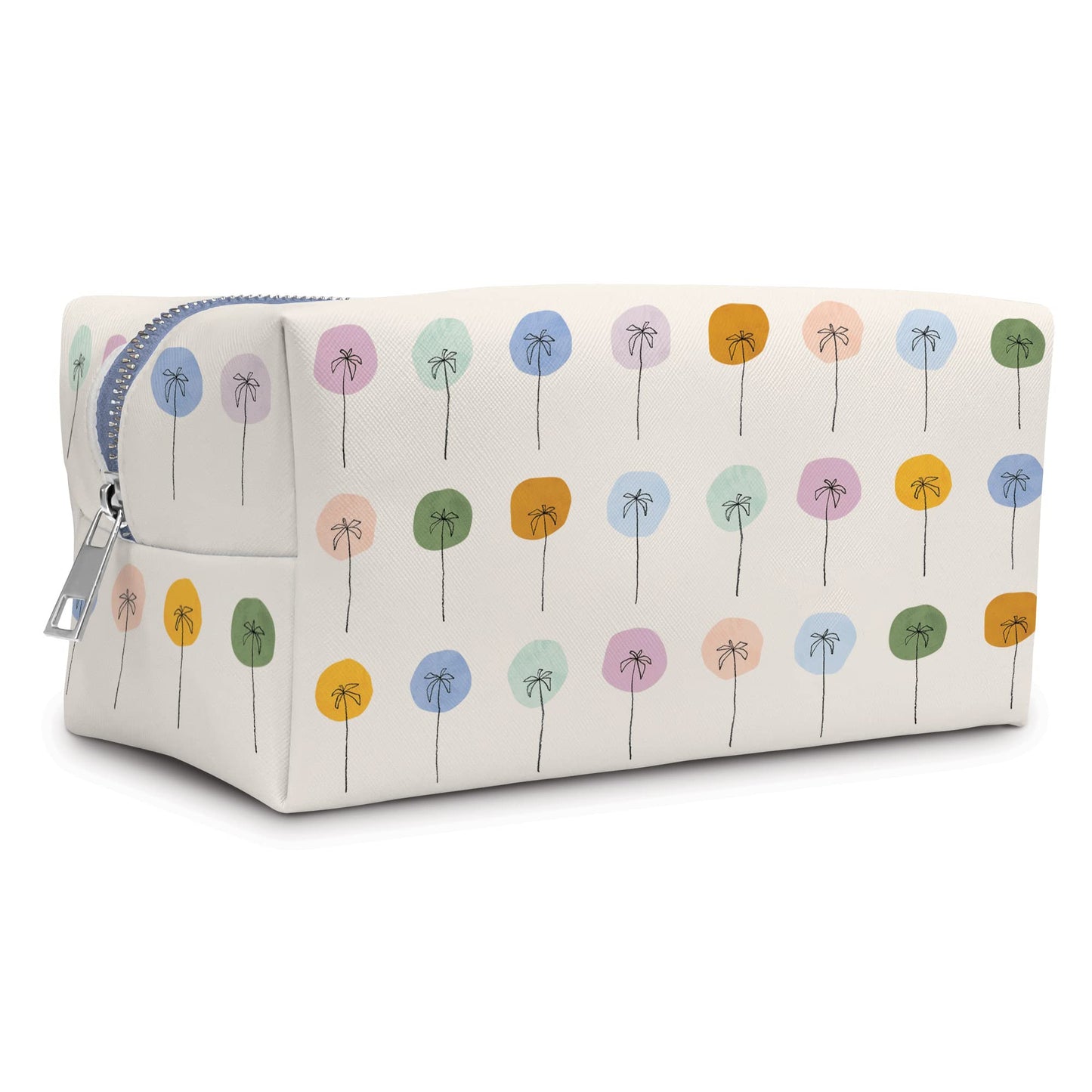 Studio Oh! Cosmetic Bag for Makeup & Toiletries Dotted Palms - Fully Lined, Spacious Size: 10" W x 4.25" H x 4.75" D Loaf Pouch with Full Zip Closure