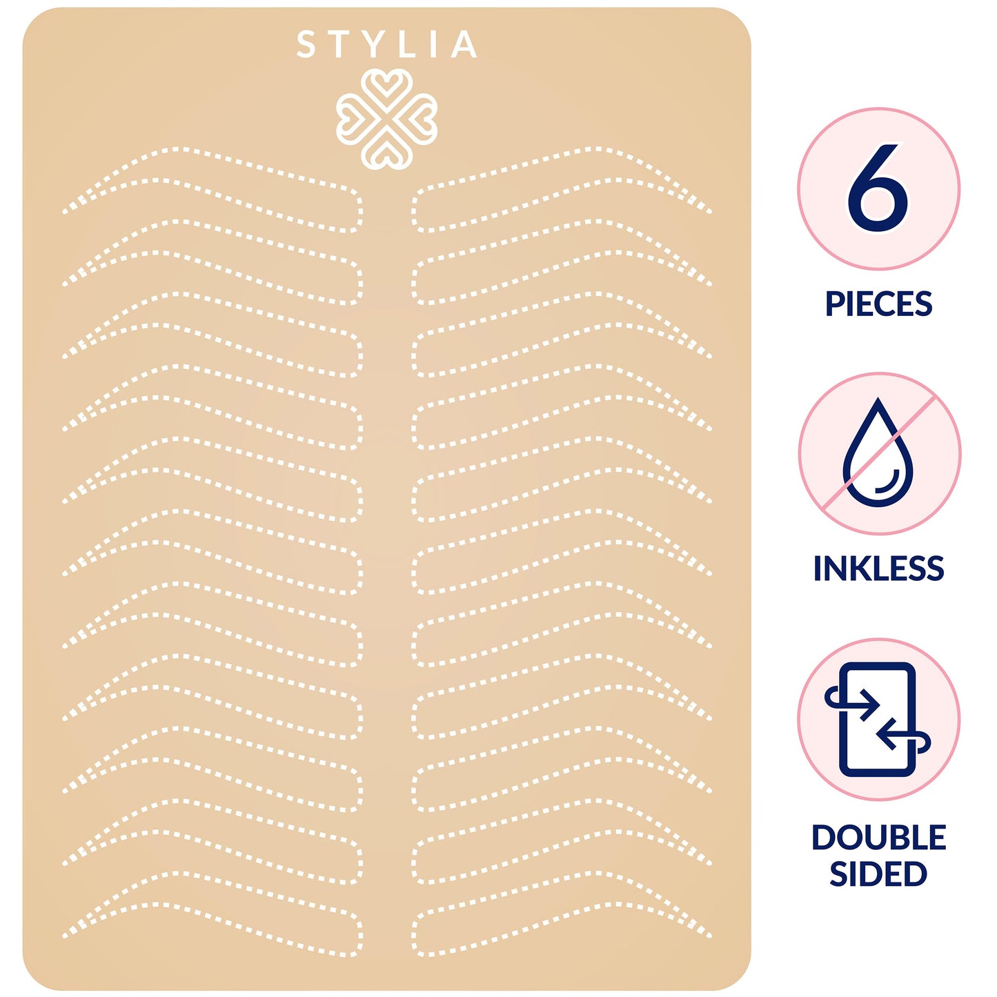 Stylia Microblading Practice Fake Skin Sheet for Eyebrow Tattoo, Fake Skin for Tattoo, Micro Blading Eye Brow Makeup, Tattoo Skin Practice Kit, Tattooing Supplies (5 White Double Sided +1 Bonus Black)