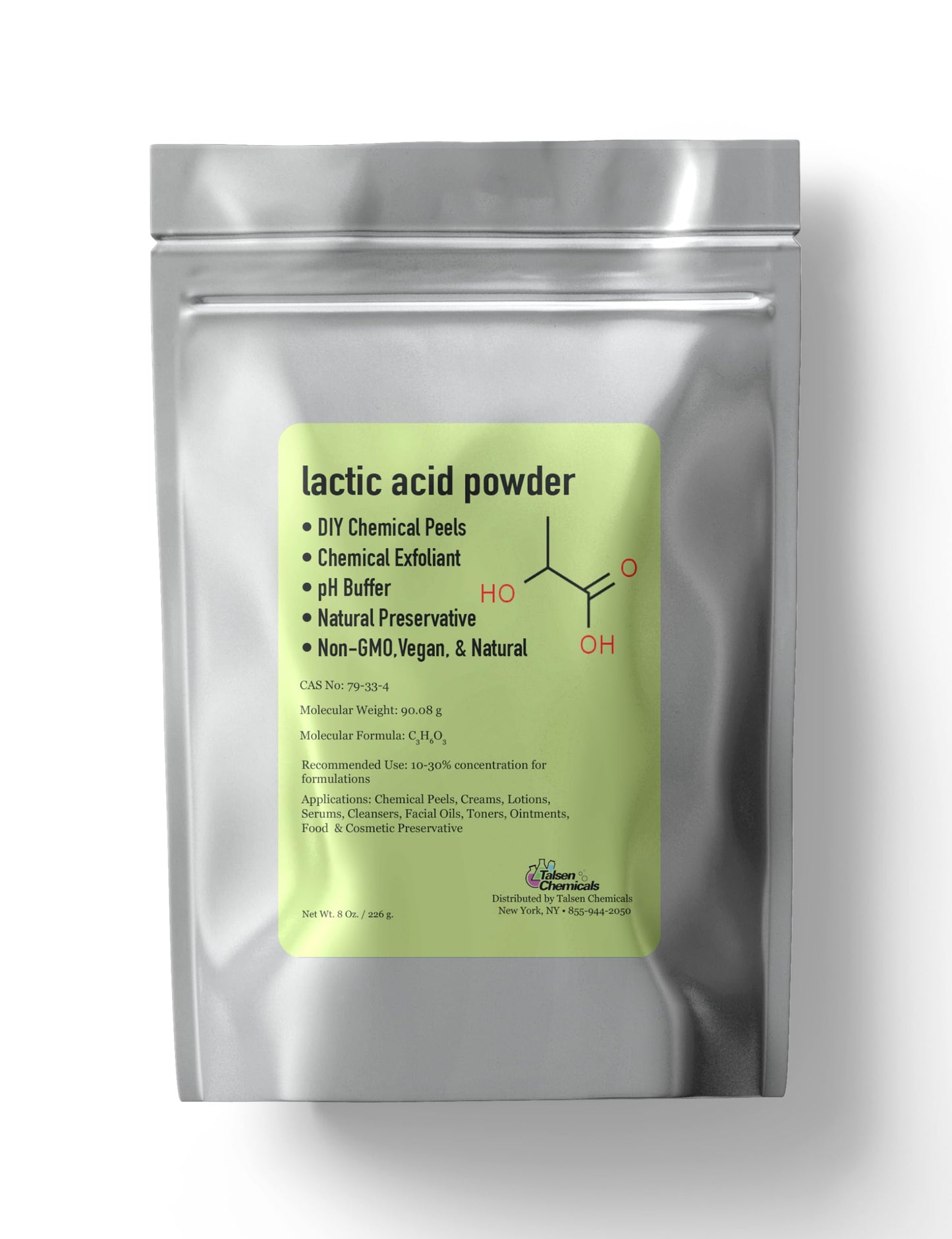 Lactic Acid Powder Lactic Acid Food and Cosmetics Grade DIY Lactic Acid Peel for Skin Moisturizing by Talsen Chemicals (8 Ounce (Pack of 1))