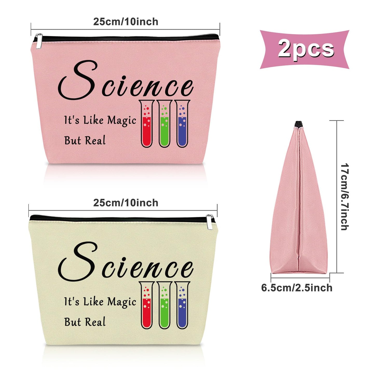 Sazuwu 2PCS Science Gifts for Women Makeup Bag Science Themed Gifts for Teachers Medical Laboratory Scientist Gifts Cosmetic Bag Science Lovers Gifts Ideas Graduation Birthday Christmas Gifts