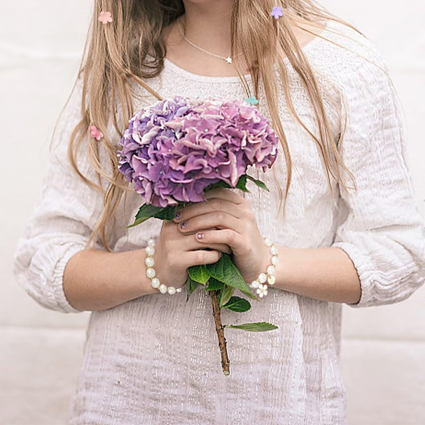 Flower Girl Gift，Flower Claw Clips，Flower Girl Gifts From Bride，Flower Girl Proposal，Flower Girl Hair Accessory，Flower Girl Bracelet，flower girl bracelet for little girls V