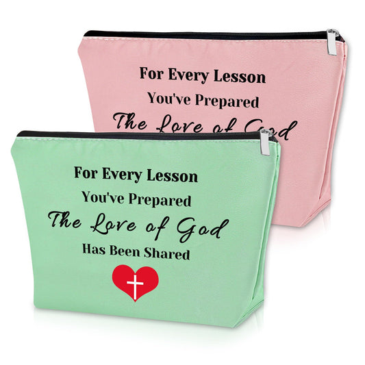 Sazuwu 2PCS Christian Gifts for Sunday School Teachers Makeup Bag Religious Teacher Appreciation Gifts Cosmetic Bag Christian School Teacher Gifts Birthday Thanksgiving Christmas Gifts Travel Pouch