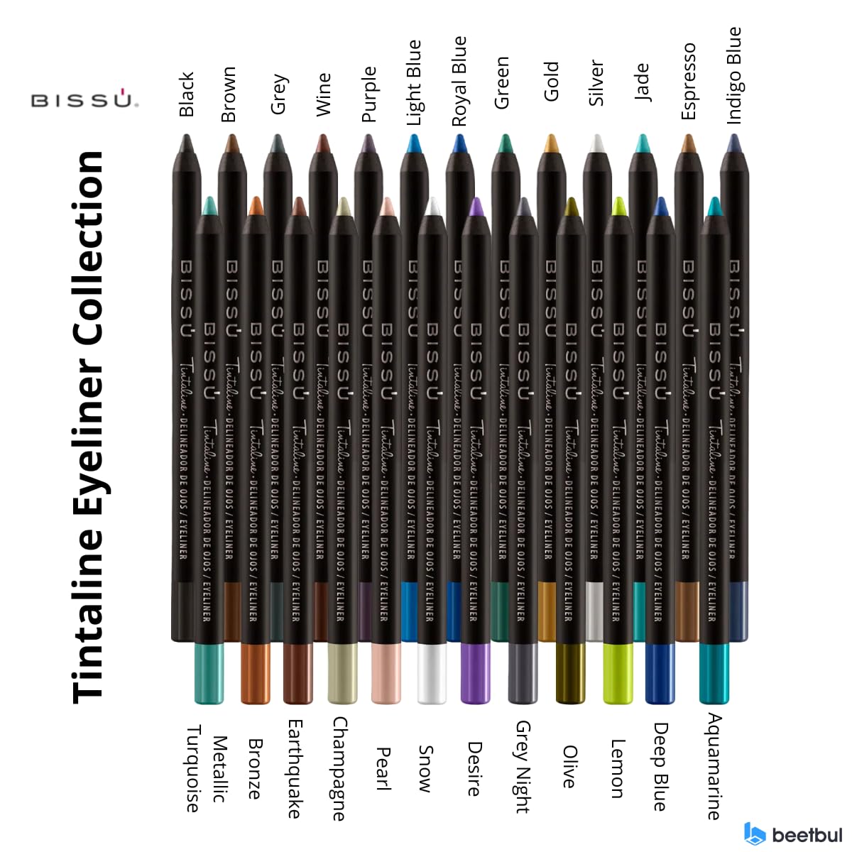 Bissú Tintaline Eyeliner - 25 Vivid Colors, High-Coverage, Long-Lasting & Smudge-Proof (Green)