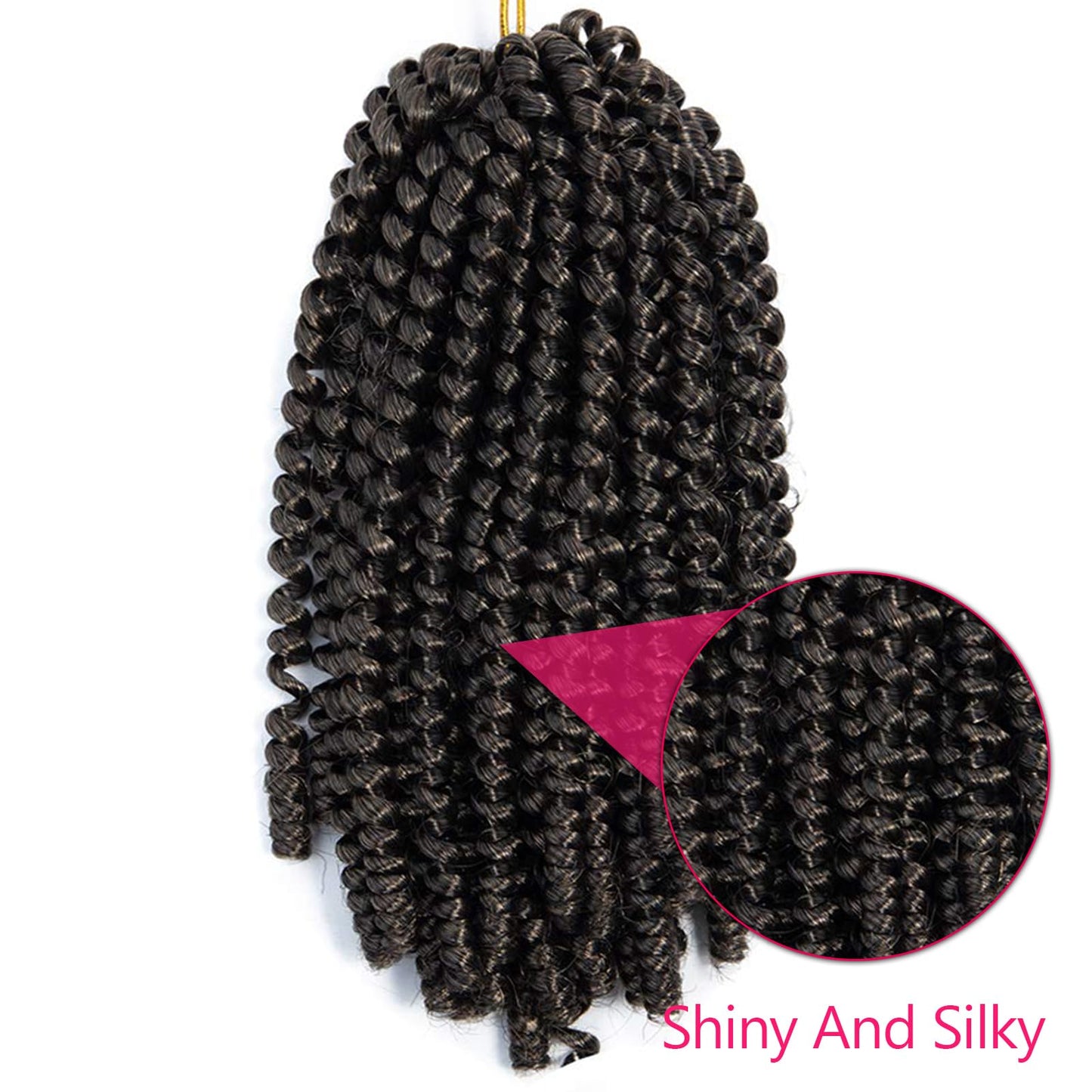 6 Pack Spring Twist Crochet Braiding Hair 8 Inch Bomb Twist Crochet Braids Ombre Colors Low Temperature Kanekalon Synthetic Fluffy Hair Extensions 15 Strands 55g/Pack (8inches, M1B-27)