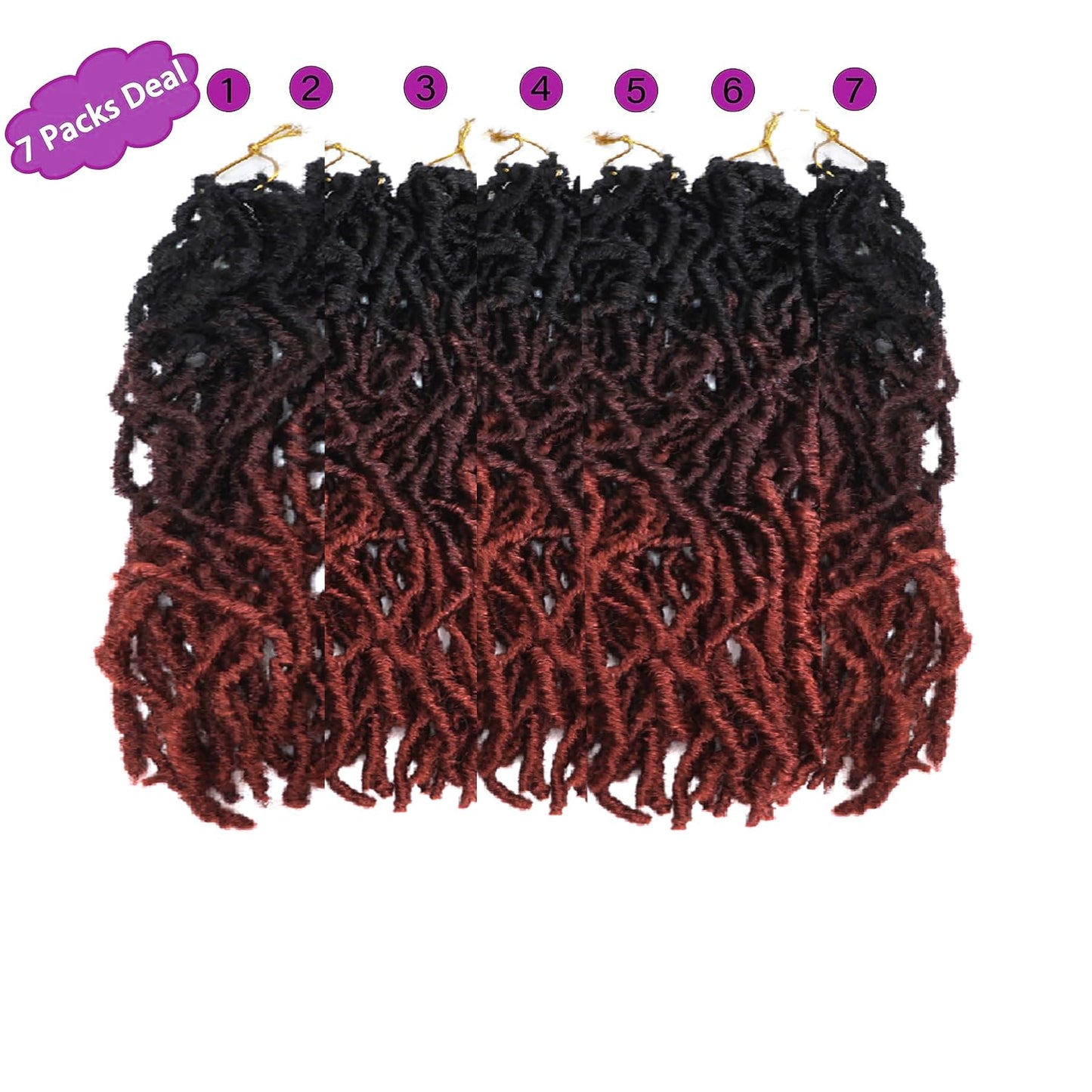 LocsGuard Faux Locs Crochet Hair Soft Locs 18 inch 7 Packs 1B-530-350# Goddess Crochet Hair Wave Braids Hair Extensions Pre Looped Distressed Locs For Black Women (18 Inch (Pack of 7), 1B-530-350#)