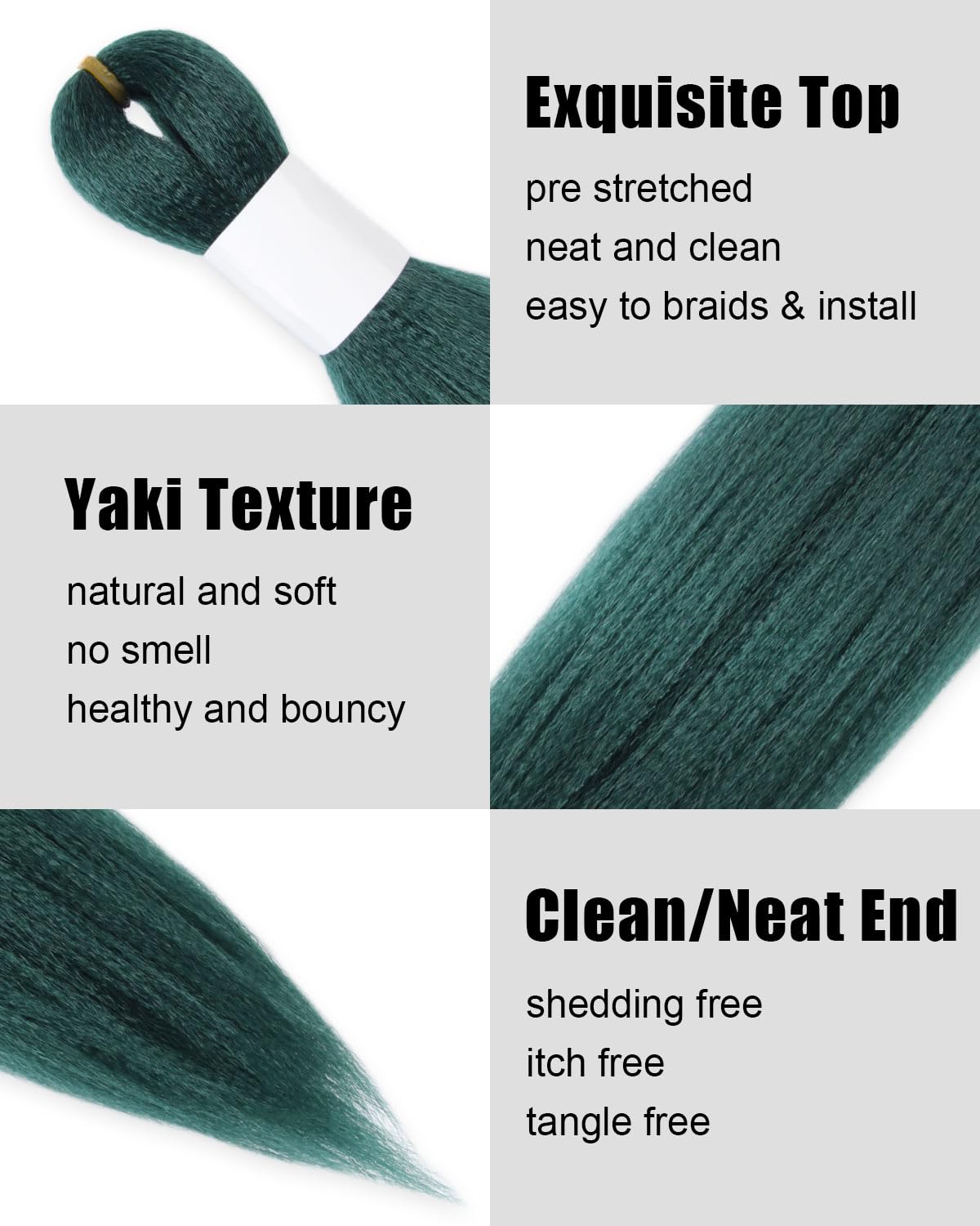 KAVSORAPI Green Braiding Hair 12 Inch Pre Stretched Hair Colored Short Straight Crochet Braids Yaki Texture Synthetic Hair 3 Packs (Dark Green)