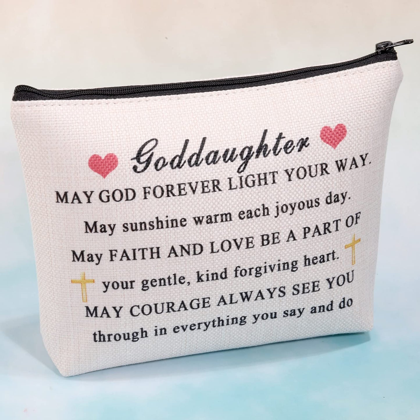 CMNIM Goddaughter Gifts Makeup Bag Goddaughter Religious Gifts Goddaughter Cosmetic Bag Zipper Pouch May God Forever Light Your Way (Goddaughter Bag)