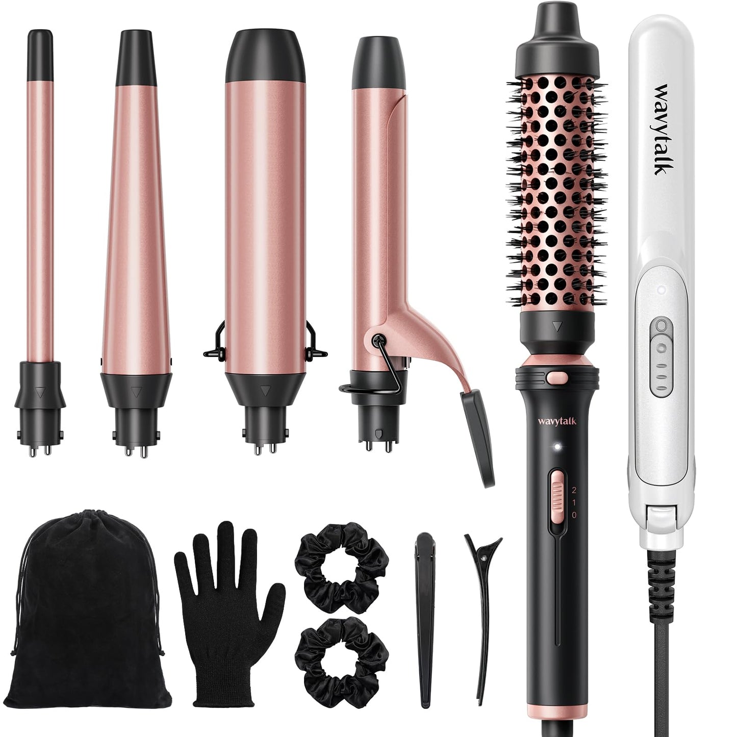 Wavytalk 5 in 1 Curling Iron, Curling Wand Set and Mini Flat Iron 0.7 Inch Ceramic Mini Hair Straightener