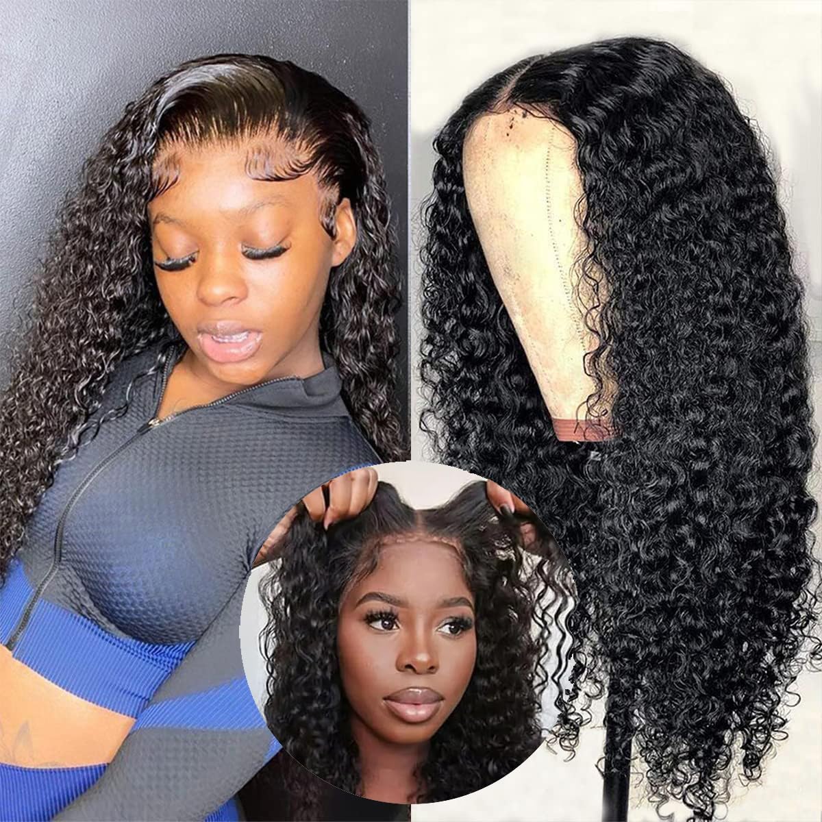 AILIKA 16 Inch Wear and Go 13 * 4 With Baby Hair Natural Hairline Wig HD TransparentKinky Curly Lace Front Wig Human Hair Pre Cut Pre Plucked For Black Women 3 Seconds to Wear Glueless Wig