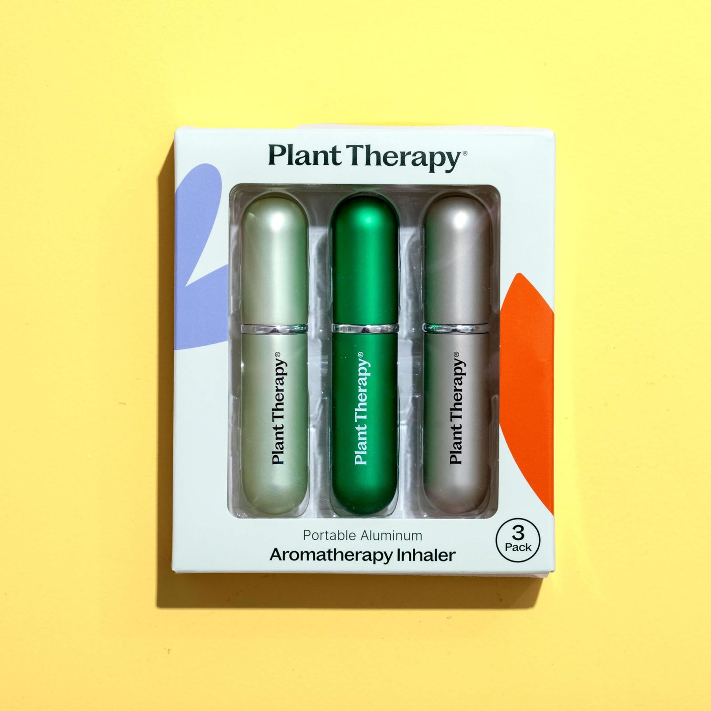 Plant Therapy Essential Oils Aromatherapy Nasal Inhaler Multi-Color Sticks (Colors Vary), 3-Pack Personal, Portable, Aluminum & Glass Inhalers with Cotton Wicks - Joyful Aromatherapy Anywhere!