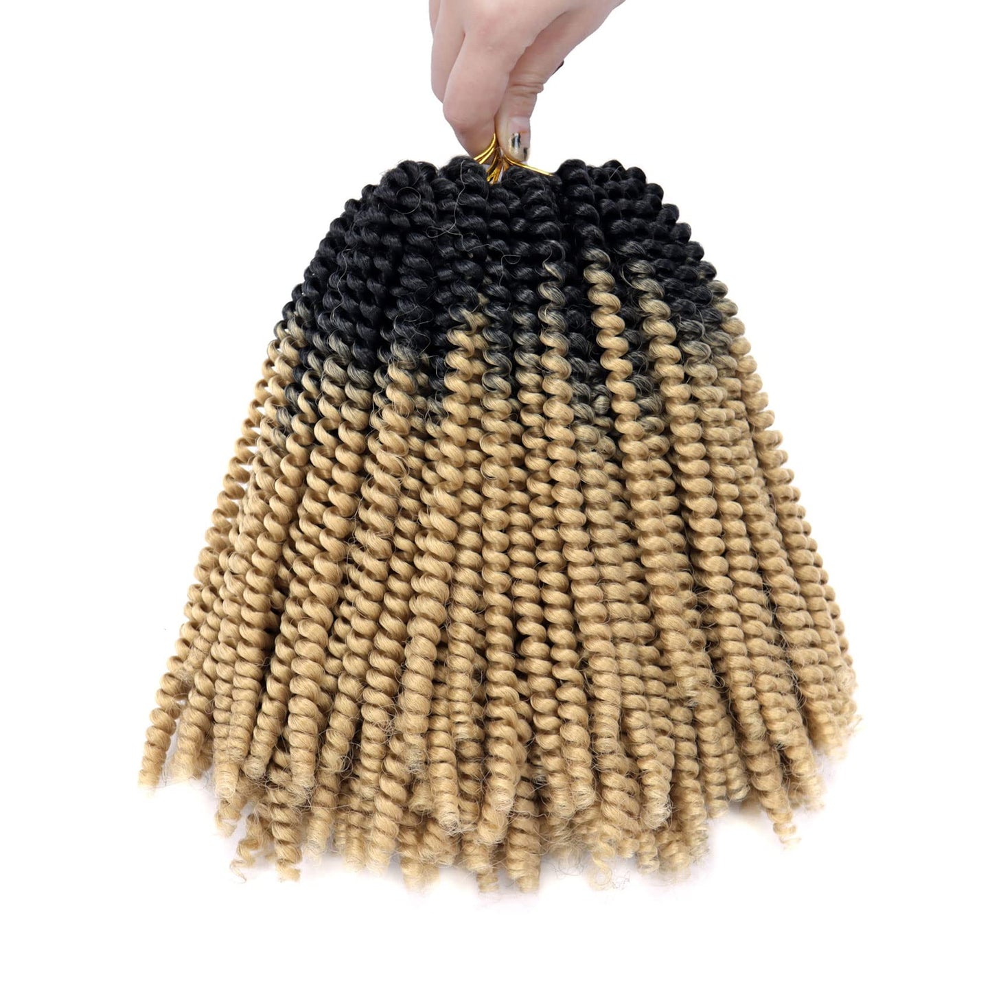 6 Packs Spring Twist Hair Blonde 8 Inch Spring Twist Crochet Hair Fluffy Spring Twist Synthetic Fiber Bomb Twist Crochet Braids Low Temperature Twist Crochet Hair for Black Women(OT27)