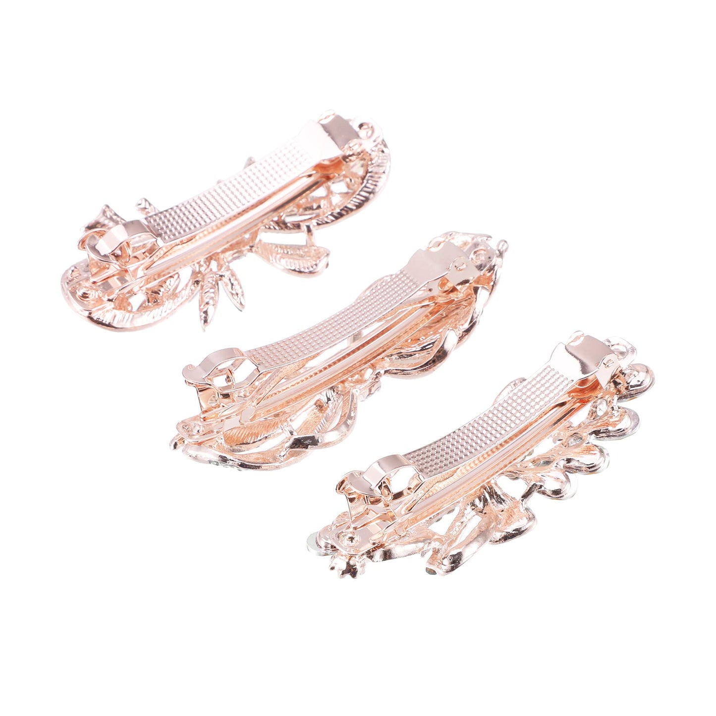 VOCOSTE 3 Pcs Hair Barrettes, Hair Accessories for Women, Hair Clips, Sparkly Glitter, Rhinestones Hairpin, Champagne