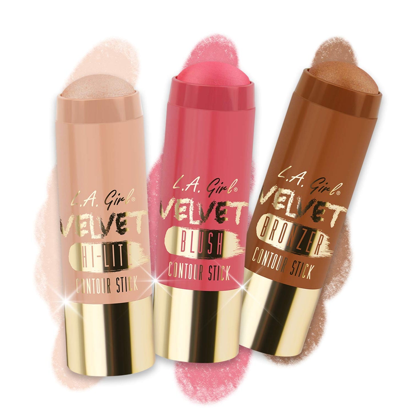 L.A. Girl Velvet Contour Sticks, Bronzer Suede, 0.2 Ounce (Pack of 3)