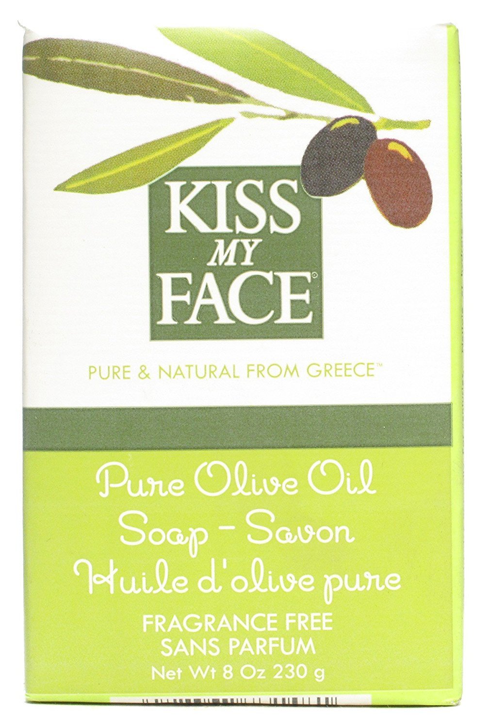 Kiss My Face Pure Olive Oil Bar Soap, Fragrance Free 8 oz (Pack of 12)12