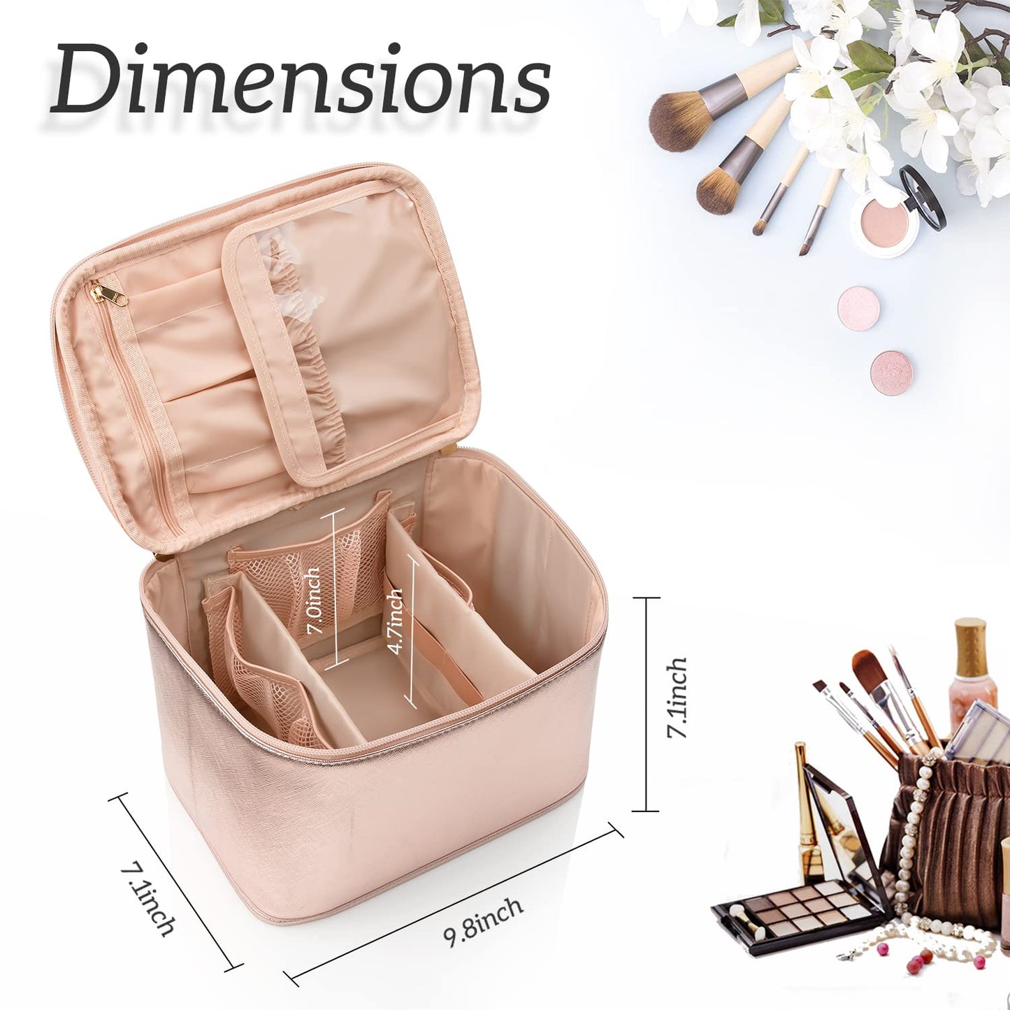 OCHEAL Makeup Bag, Large Travel Makeup Bag Cosmetic Bags for Women Traveling Washable Make Up Bag Organizer Case -Large Rose Gold