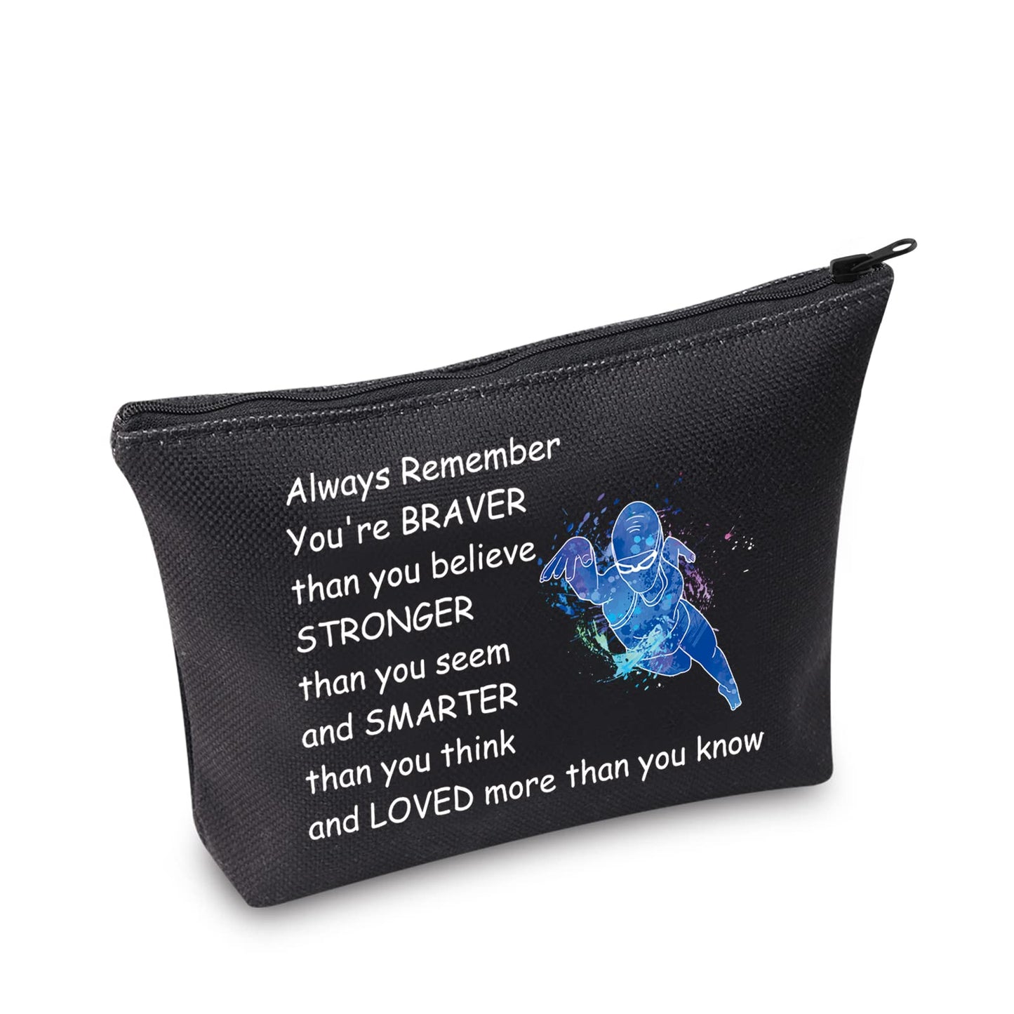 Swimming Gifts Swim Lover Gifts Swimmer Bag Cosmetic Makeup Bag Swimming Team Gifts for Women Travel Pouch Toiletry Bag Organizer Case (Swimming Bag Girl Black)