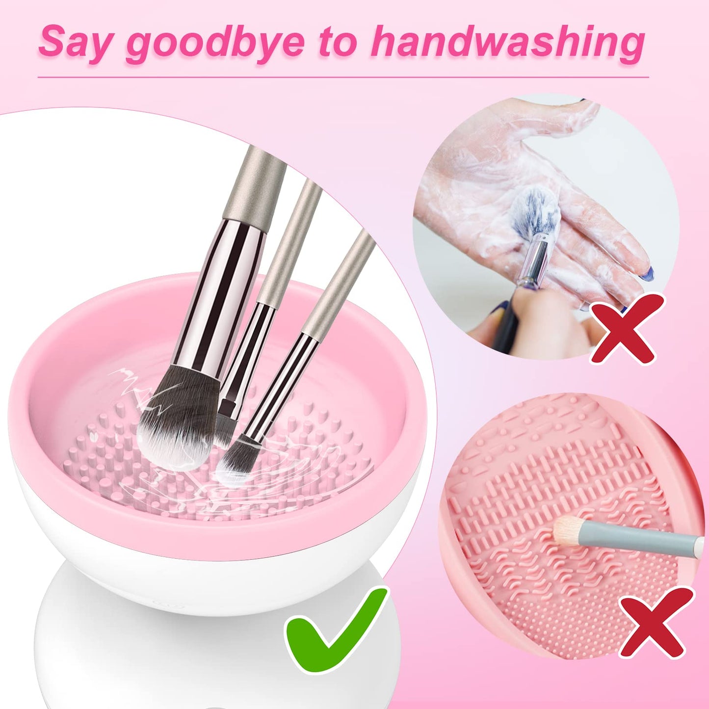 Pink Electric Makeup Brush Cleaner Machine, Windspeed Silicone Brush Cleaner Machine Beauty Blender Cleanser For Beauty Makeup Brushes, Christmas Halloween Valentine's Day Gifts for Your Girls