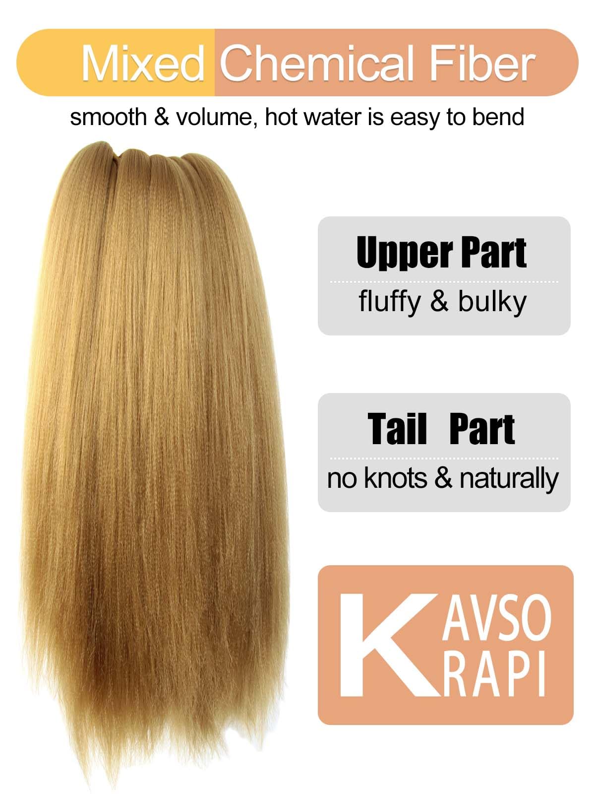 KAVSORAPI Blonde Braiding Hair 16 Inch Pre Stretched Hair Short Straight Crochet Braids Yaki Texture Synthetic Fiber 8 Packs (27#/Honey Blonde)