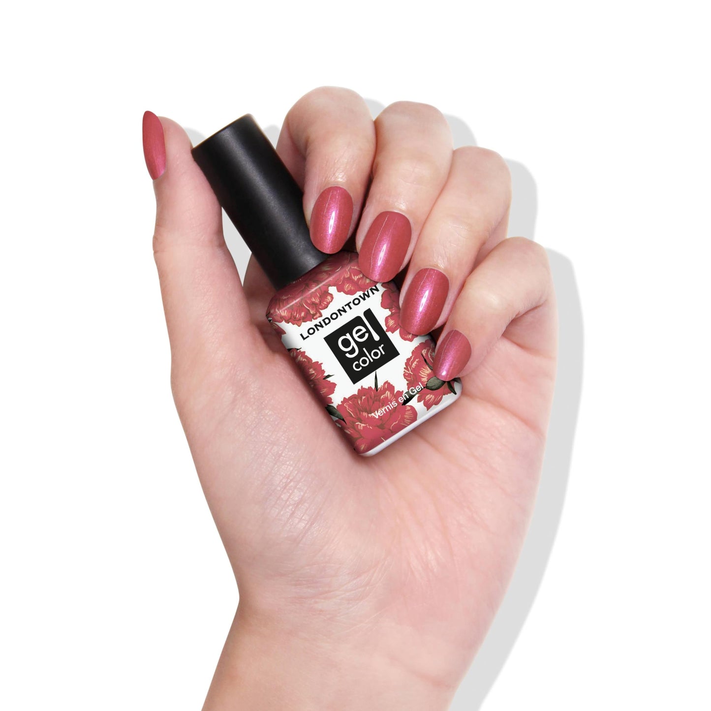 LONDONTOWN UV/GEL Nail Polish - Shimmery Candy Apple Red Color (Slopeside) Smudge Free Budge-Proof Soak Off LED Lamp, 12mL