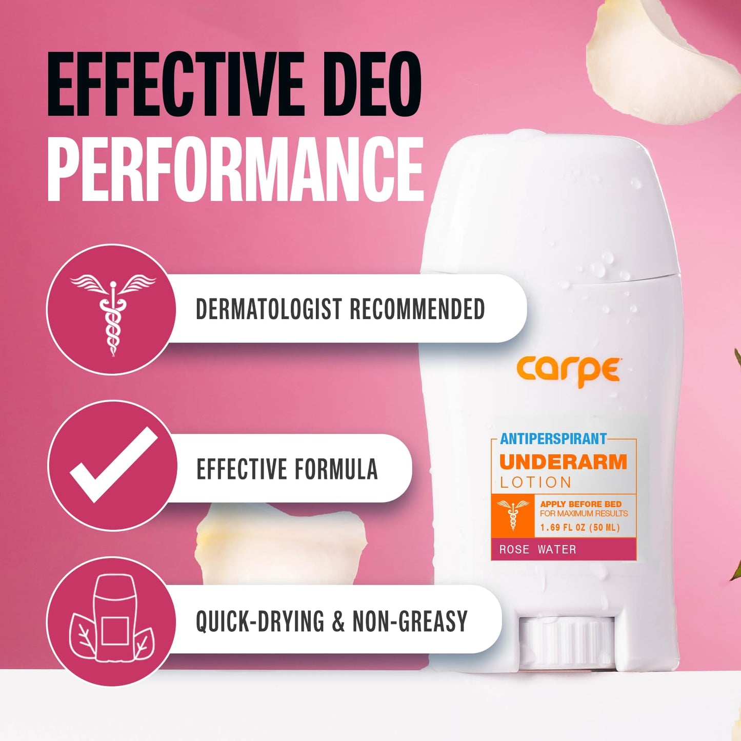 Carpe Underarm Antiperspirant and Deodorant, Clinical strength with Rose Water scent, Combat excessive sweating Stay fresh and dry, Great for hyperhidrosis