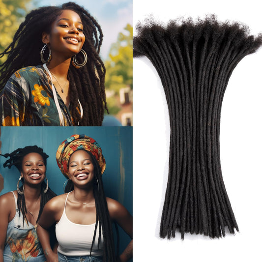 Teresa 14 Inch 0.2cm Width Loc Extension Human Hair Natural Black 40 Strands Full Hand-made Permanent Locs Extensions Can Be Dyed and Bleached for Men/Women/Kids Real Dreadlock Extensions Human Hair