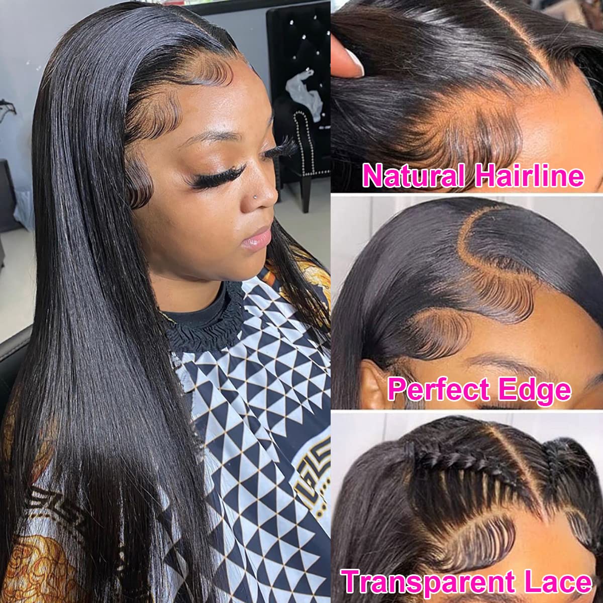 ETERNAL LOVELINESS 24 Inch Straight Lace Front Glueless Wigs Human Hair Pre Plucked 180% Density 13x4 HD Lace Frontat Wigs Human Hair Wigs for Black Women Straight Wigs Brazilian Virgin Human Hair