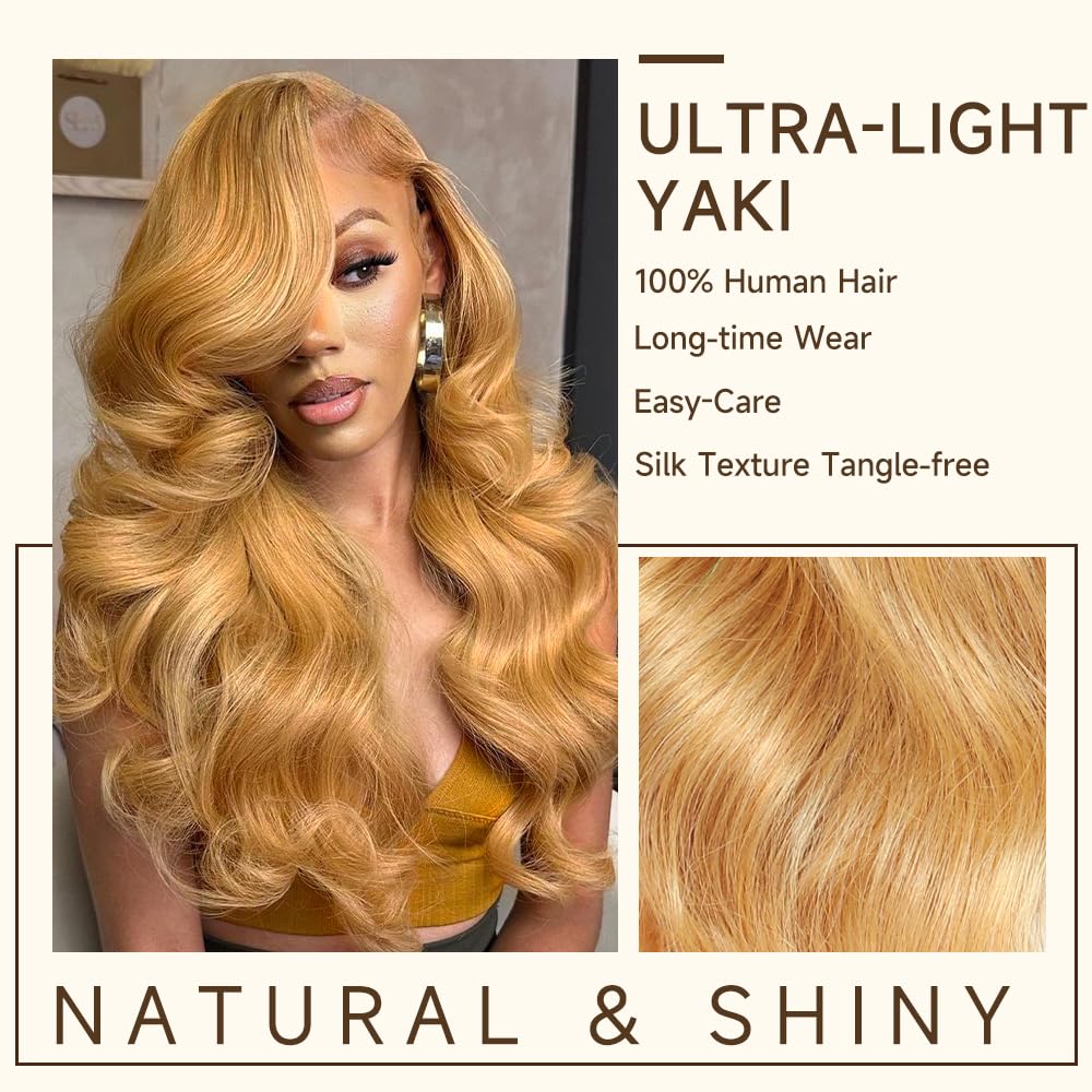 PLAASET Honey Blonde Lace Front Wig Human Hair Pre Plucked 200% Density Body Wave Honey Blonde HD Lace Front Wigs Human Hair 27# Colored Ash Blonde Wig Human Hair 13X4 HD Lace Frontal Wigs 20 Inch