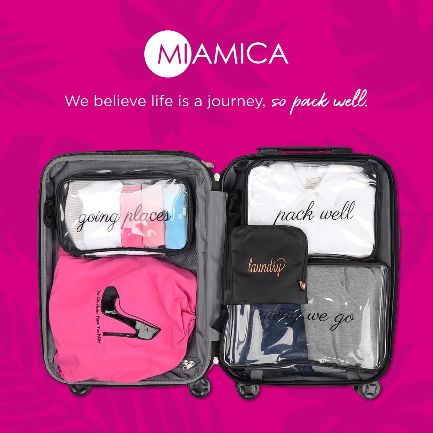 Miamica Toiletry Kit, Clear & Black, 4-Piece